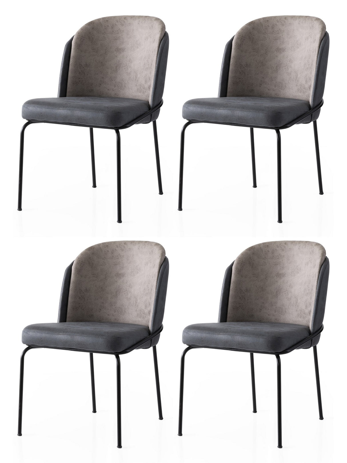 Set 4 scaune Dore - 168 V4, Auriu - Anthracithe, 62x52x75 cm