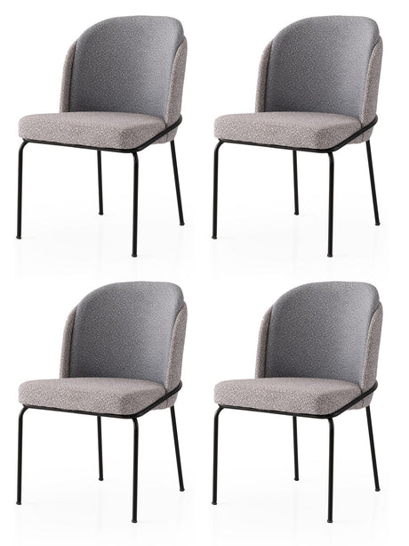 Set 4 scaune Dore - 175 V4, Auriu - Gri, 62x52x75 cm