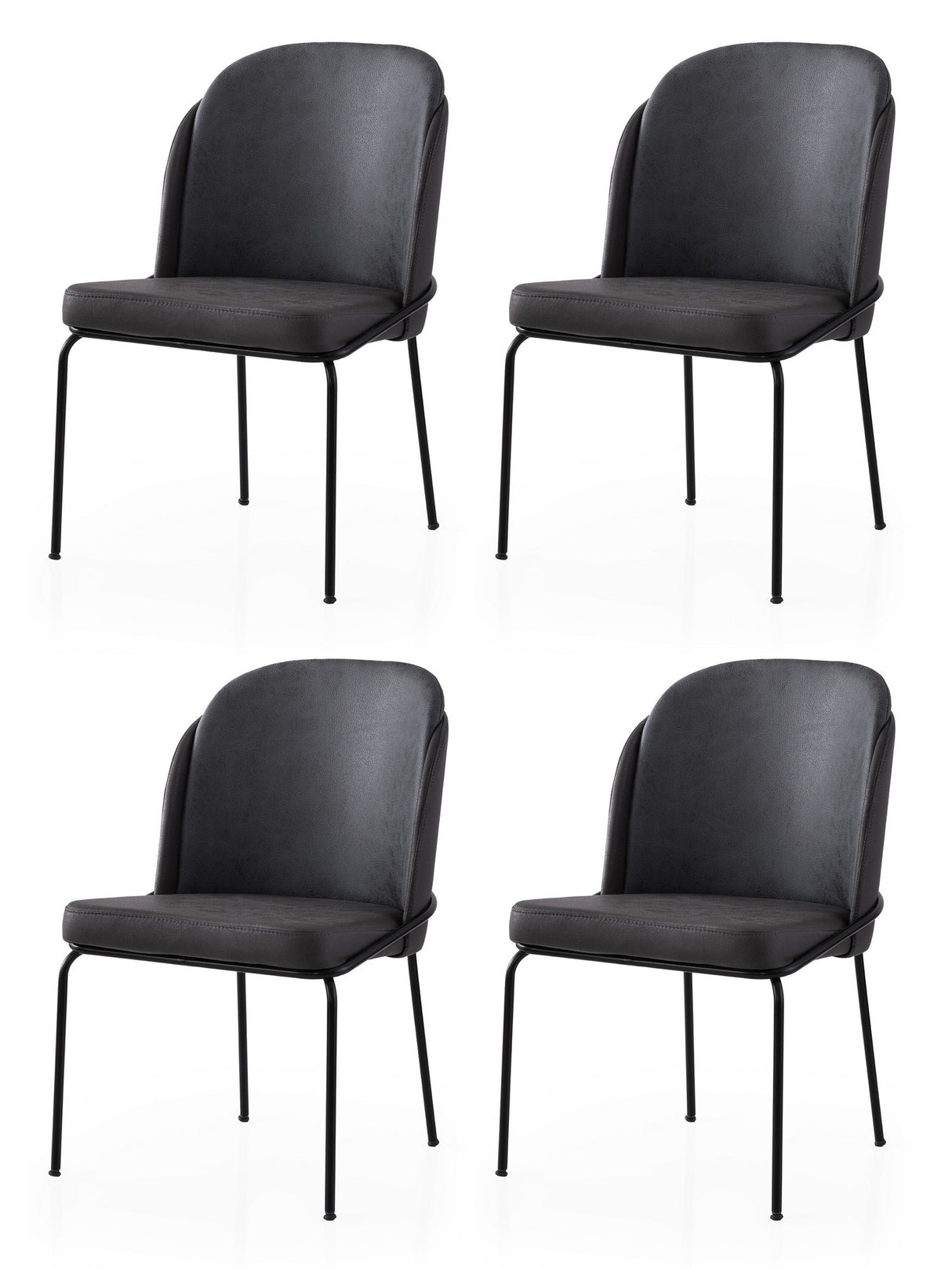 Set 4 scaune Dore - 195 V4, Auriu - Negru, 62x52x75 cm