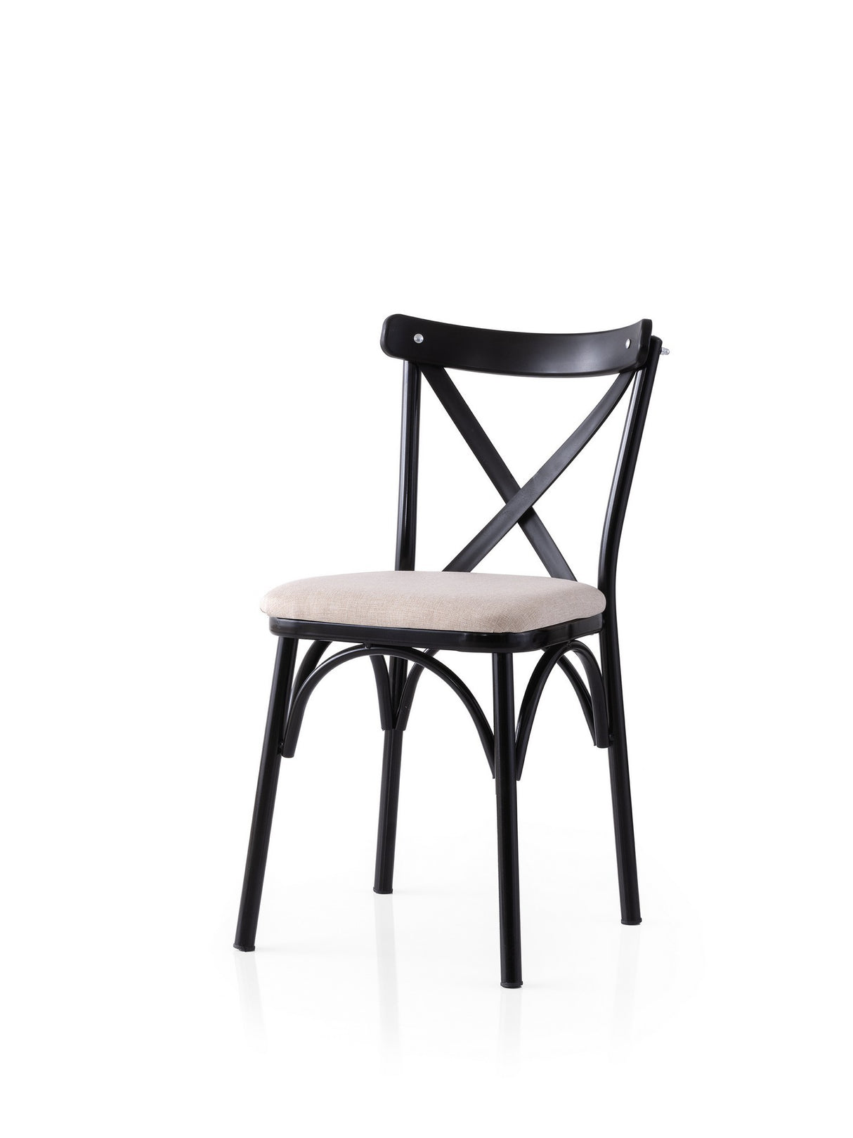 Set 2 scaune Ekol - 285 V2, Negru - Crem, 42x40x81 cm
