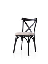 Set 2 scaune Ekol - 285 V2, Negru - Crem, 42x40x81 cm