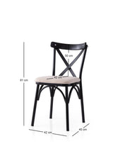 Set 2 scaune Ekol - 285 V2, Negru - Crem, 42x40x81 cm