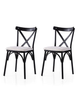 Set 2 scaune Ekol - 286 V2, Negru - Alb, 42x40x81 cm