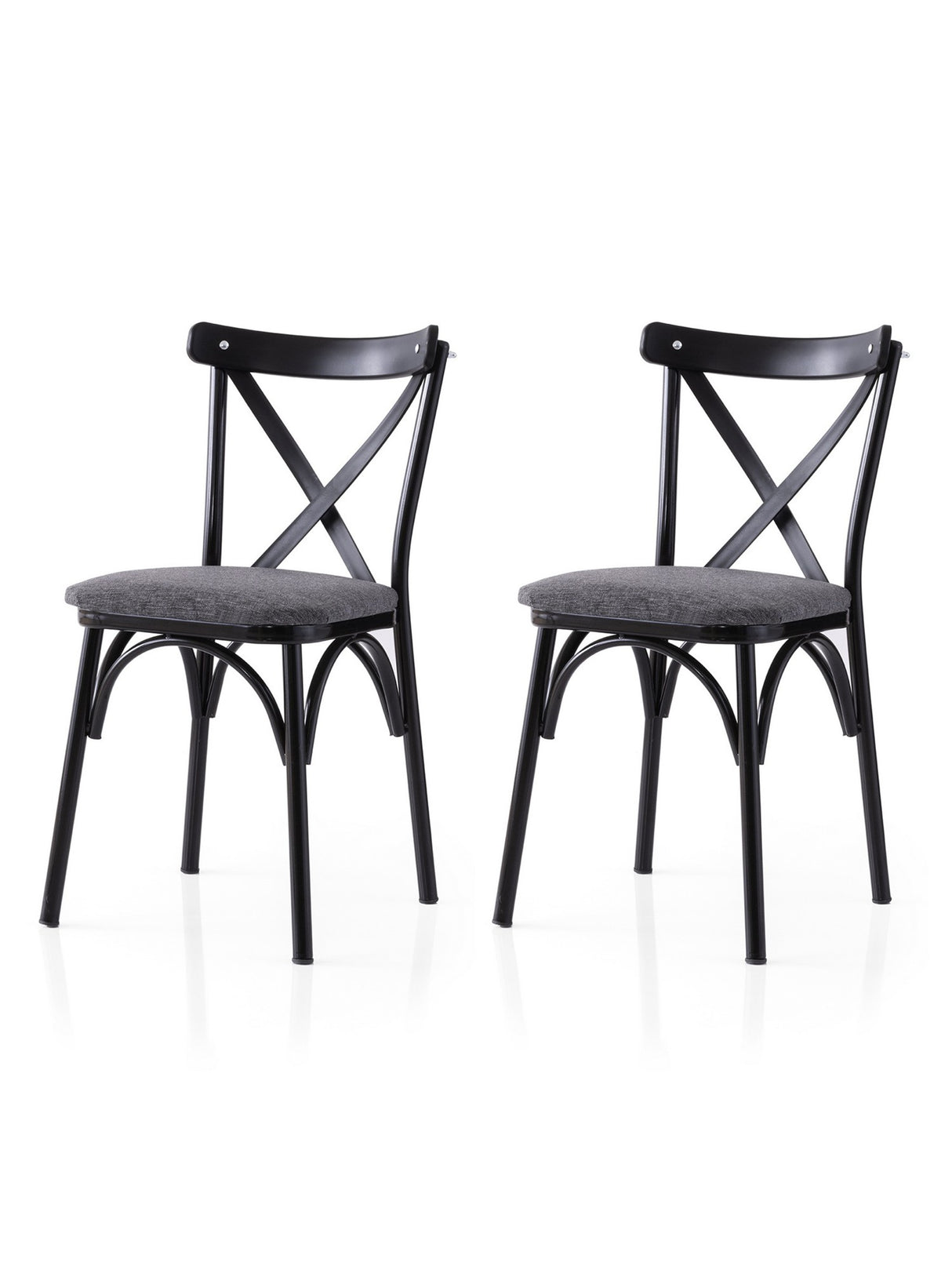 Set 2 scaune Ekol - 288 V2, Negru - Antracit, 42x40x81 cm