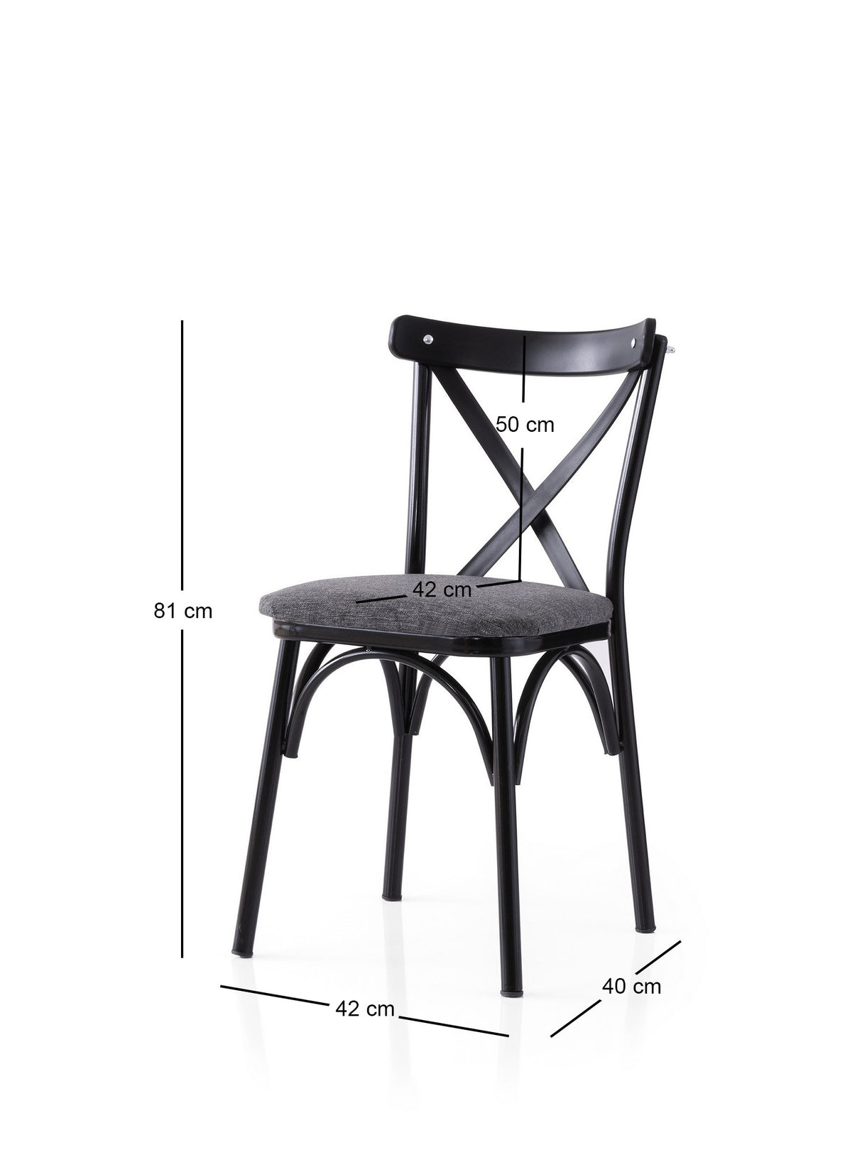Set 2 scaune Ekol - 288 V2, Negru - Antracit, 42x40x81 cm