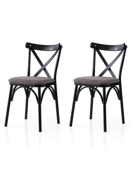 Set 2 scaune Ekol - 291 V2, Negru - Gri, 42x40x81 cm