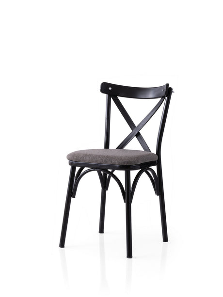 Set 2 scaune Ekol - 291 V2, Negru - Gri, 42x40x81 cm