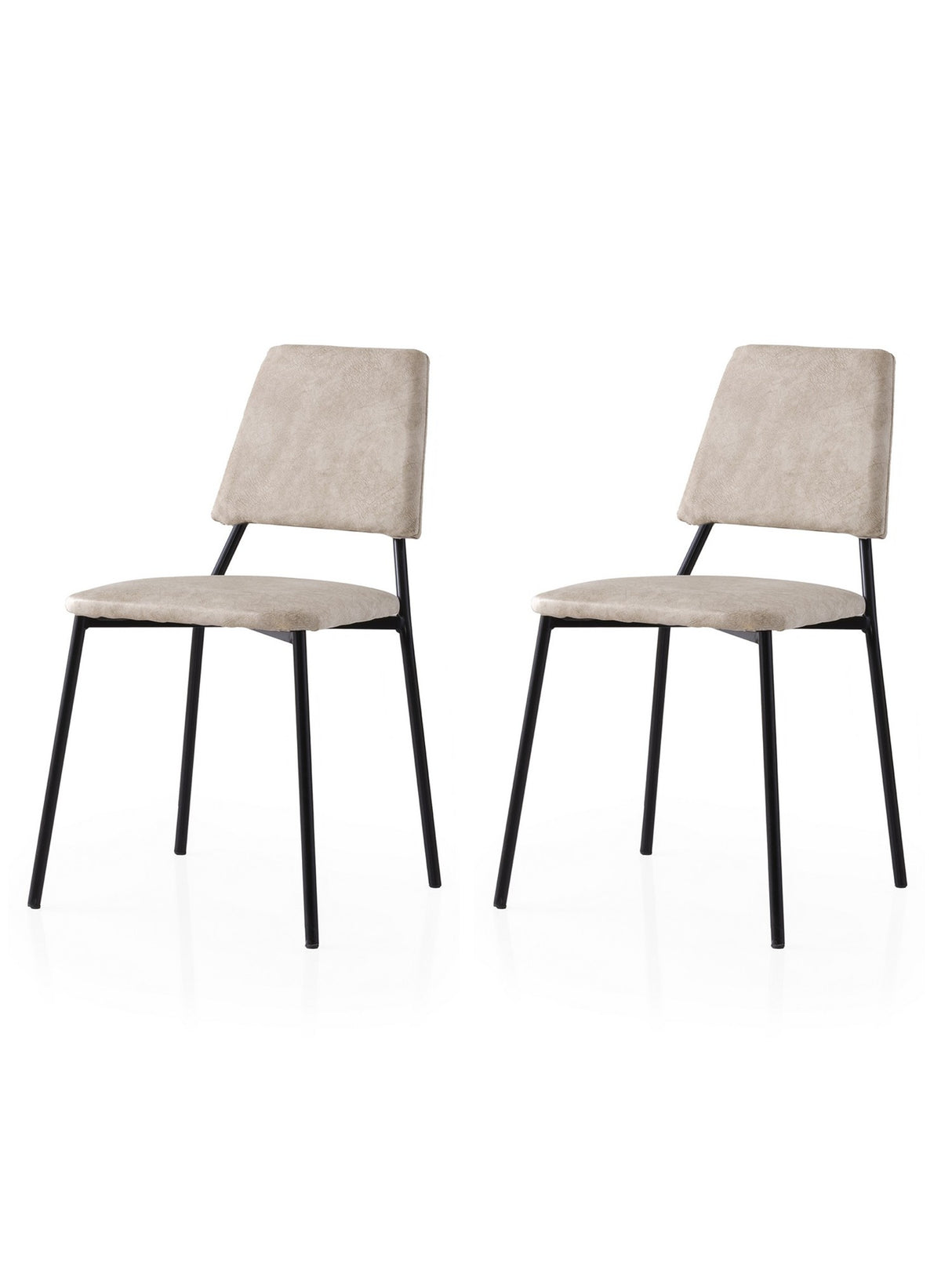 Set 2 scaune Lıma - 4551 V2, Negru - Ecru, 43x54x78 cm