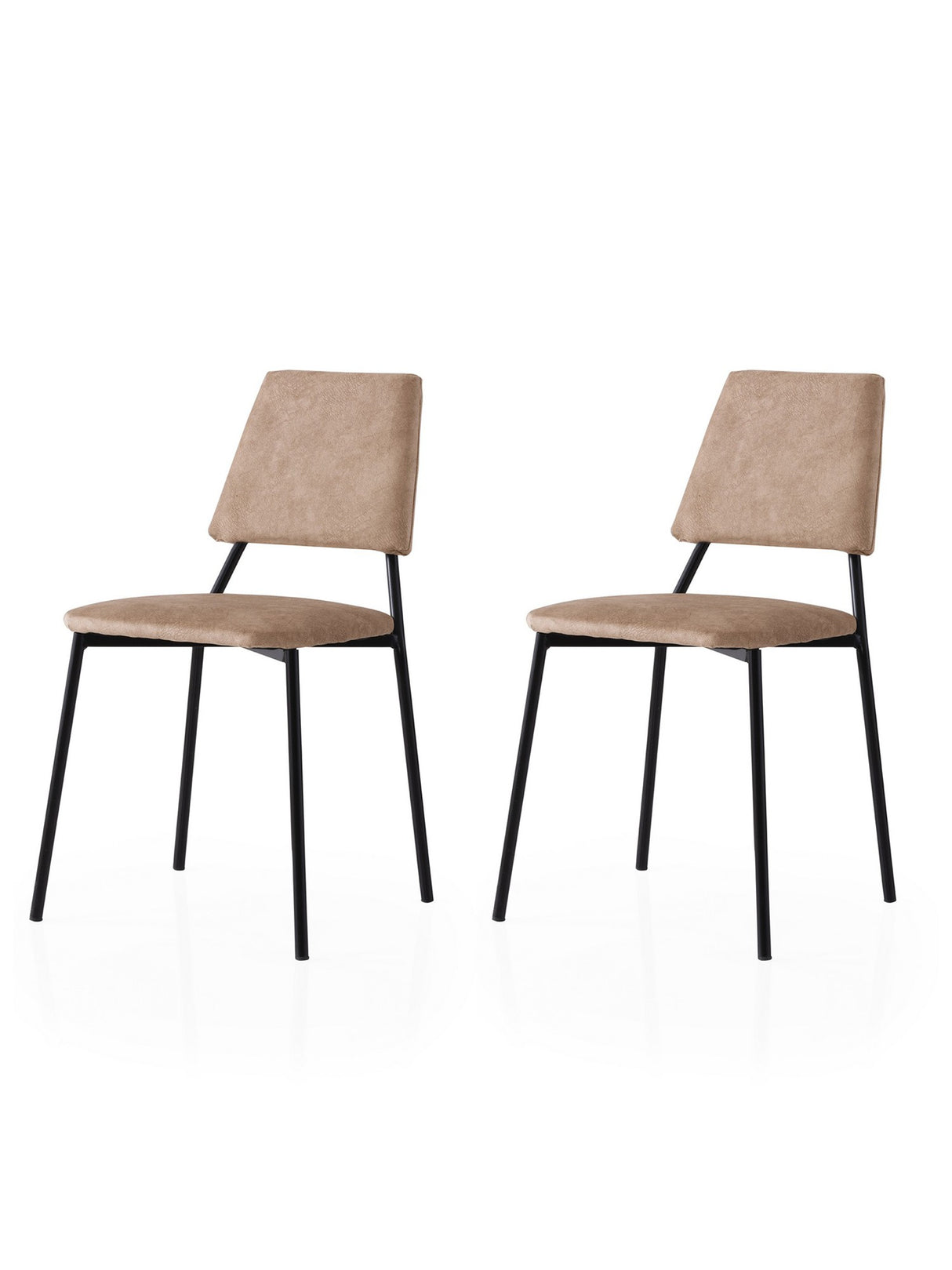 Set 2 scaune Lıma - 4552 V2, Negru - Mink, 43x54x78 cm