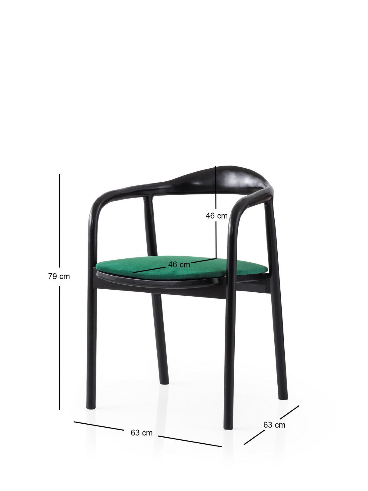 Scaun Palm - 032, Negru - Verde, 52x51x77 cm