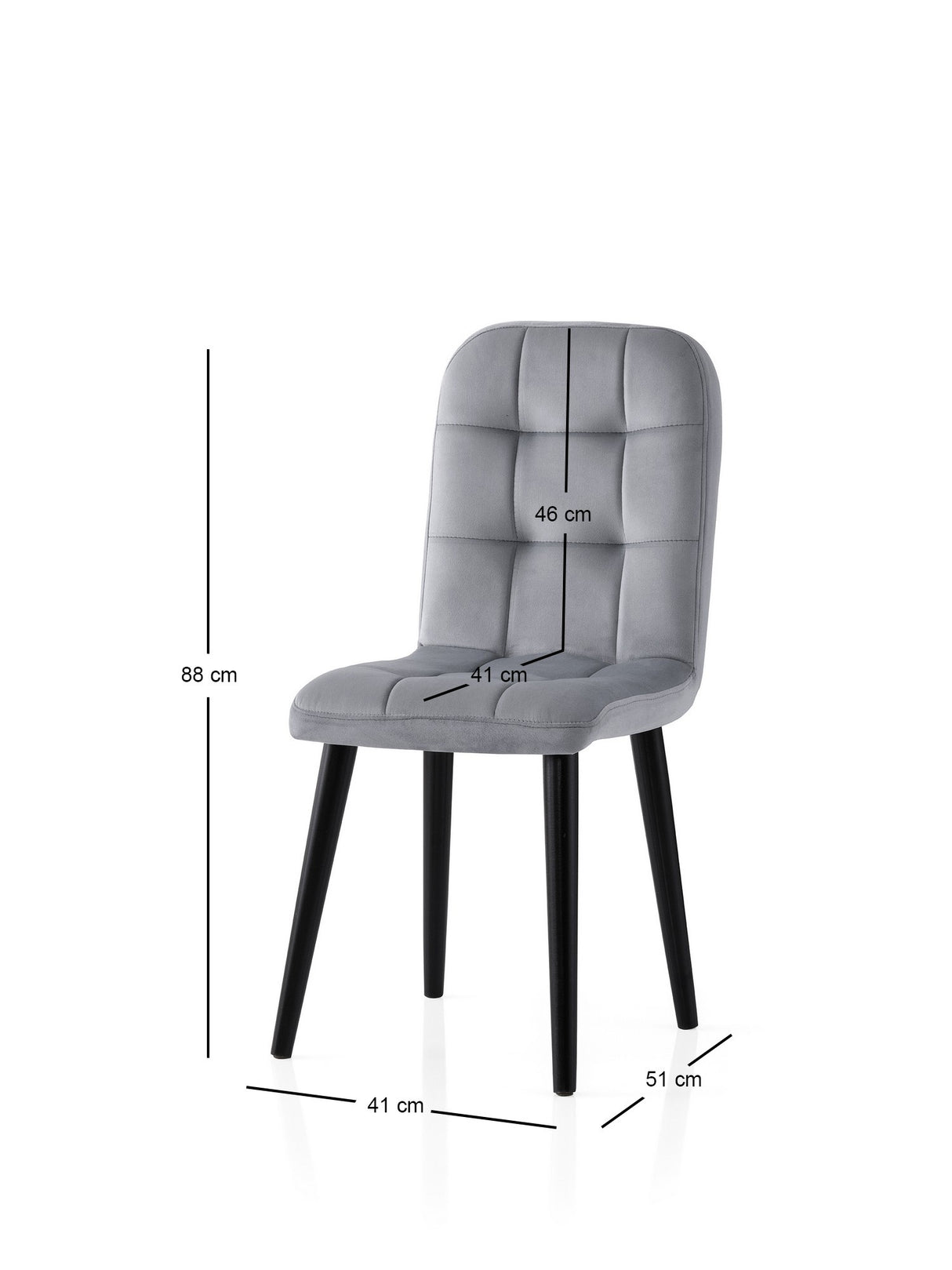 Set 4 scaune Retro - 732 V4, Negru - Gri, 41x51x88 cm