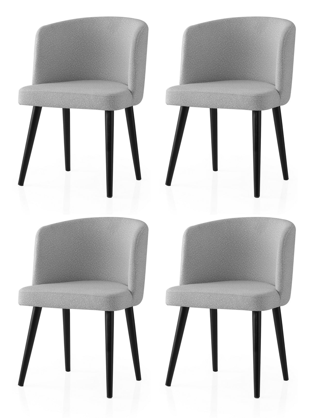 Set 4 scaune Soft - 4101 V4, Negru - Gri, 57x57x81 cm