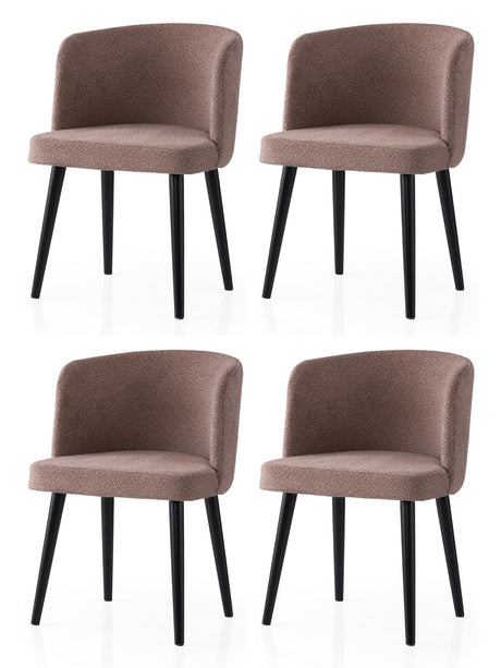 Set 4 scaune Soft - 4111 V4, Negru - Mink, 57x57x81 cm