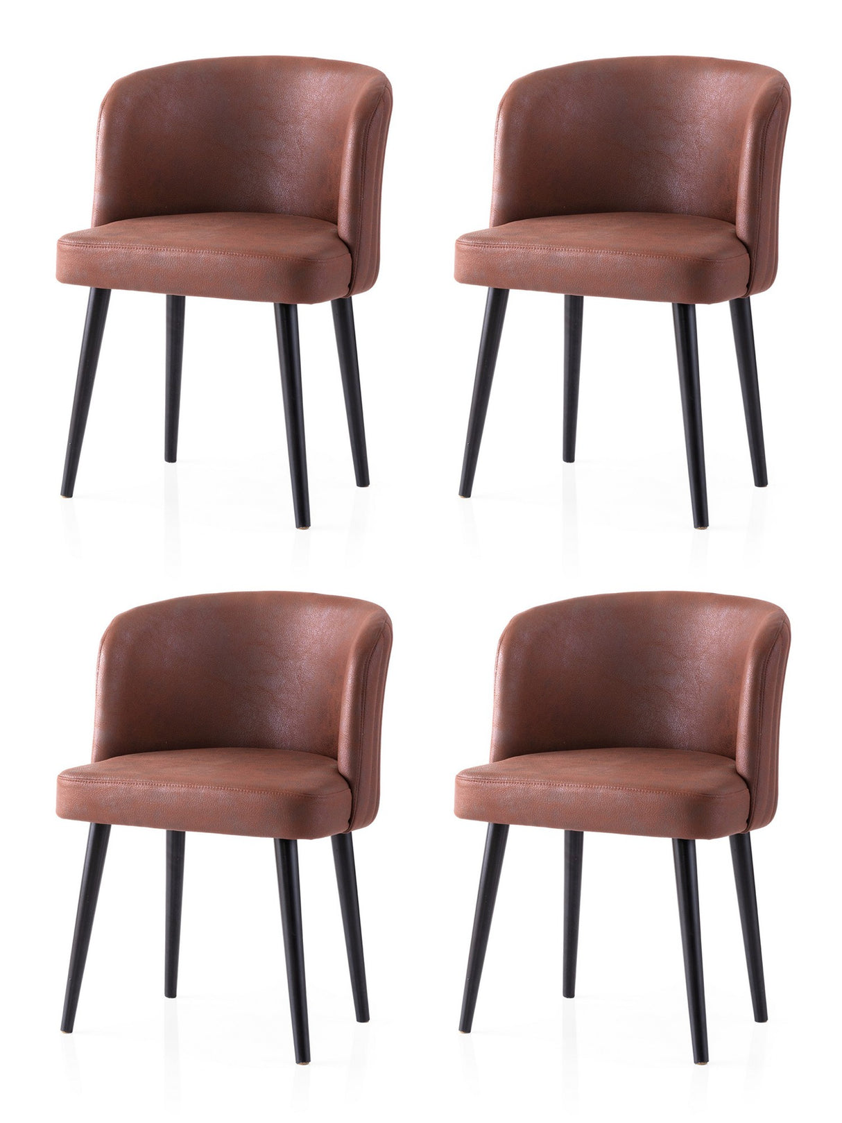 Set 4 scaune Zen - 4208 V4, Negru - Roșu, 57x57x81 cm