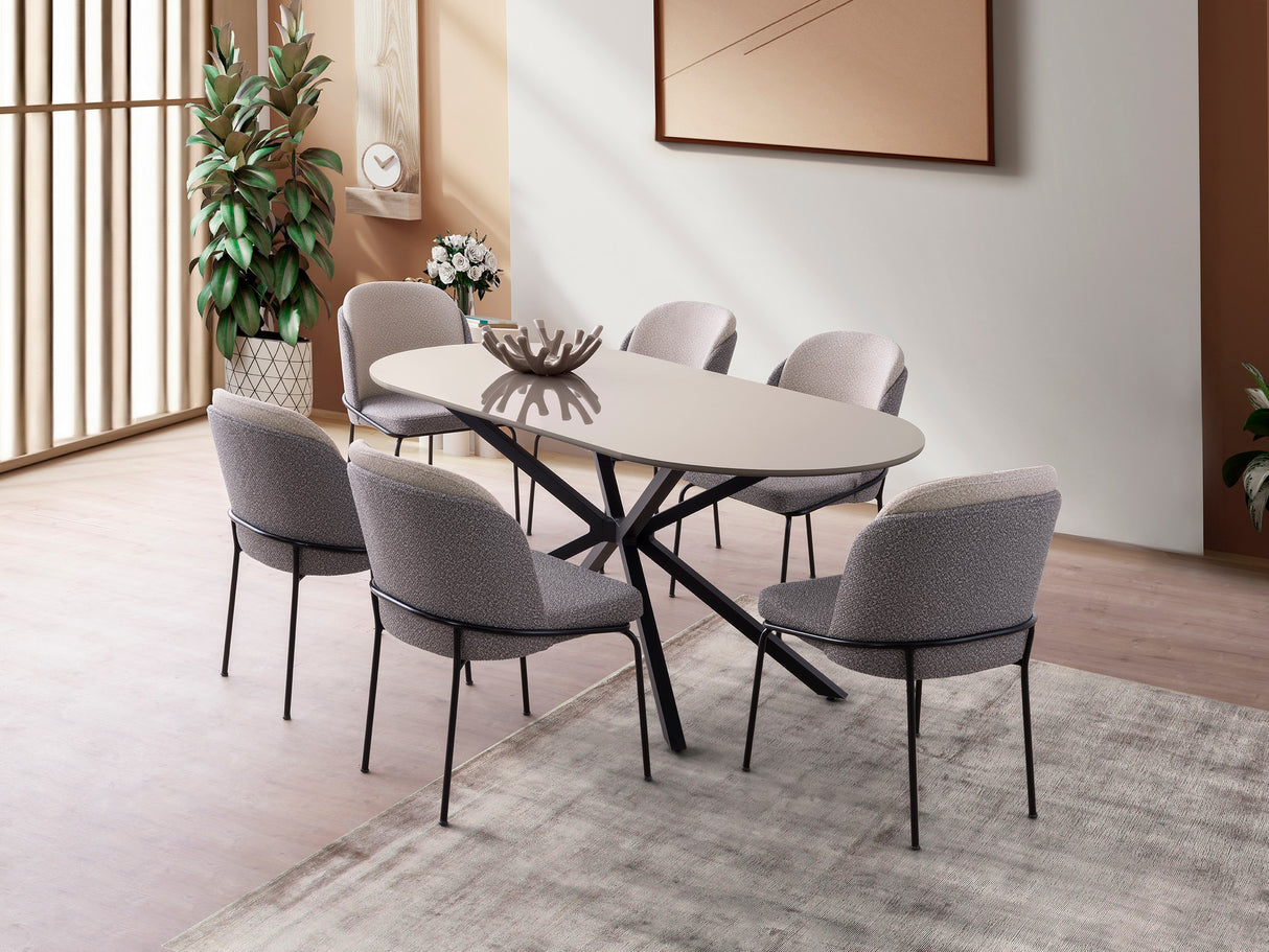 Masă dining Aura - 3011, Moca deschis, 180x90x79 cm