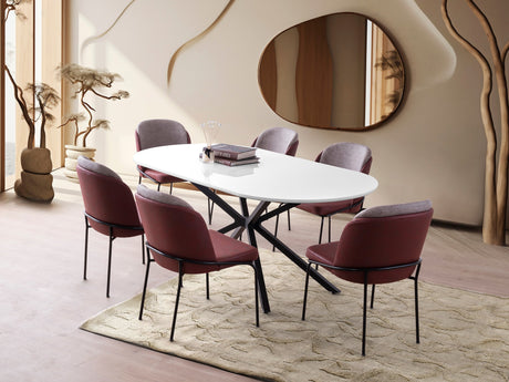 Masă dining Aura - 3012, Alb, 180x90x79 cm