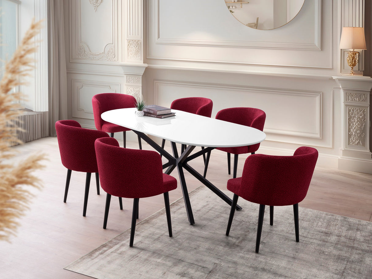 Masă dining Aura - 3012, Alb, 180x90x79 cm