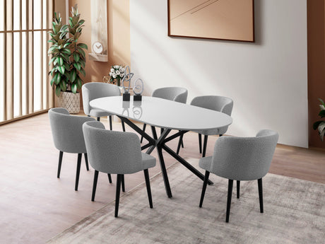 Masă dining Aura - 3013, Gri deschis, 180x90x79 cm