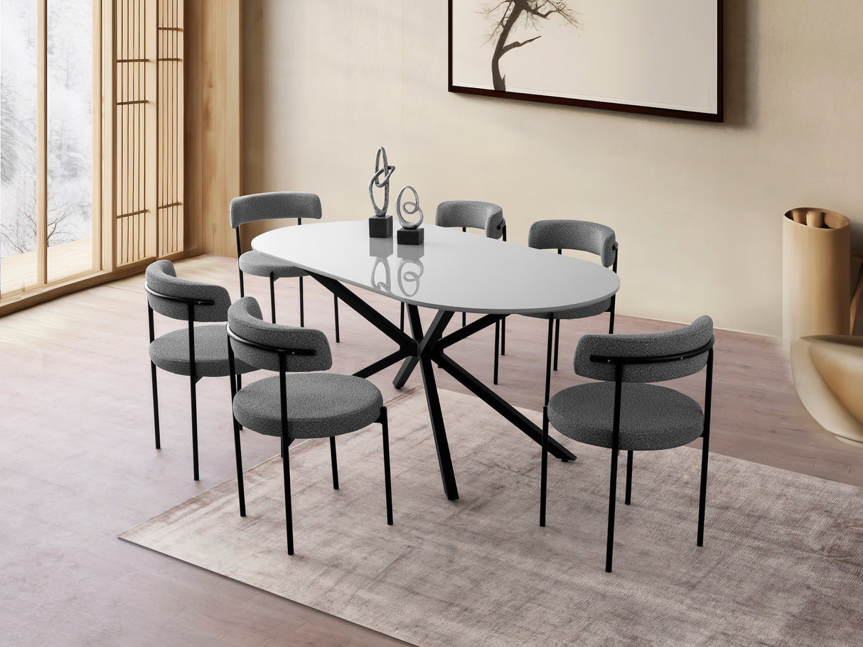 Masă dining Aura - 3013, Gri deschis, 180x90x79 cm