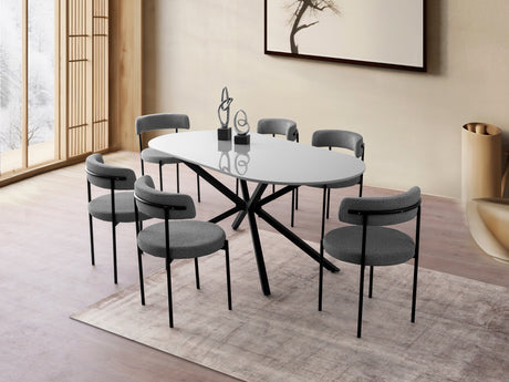 Masă dining Aura - 3013, Gri deschis, 180x90x79 cm