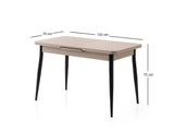Masă dining extensibilă Ay - 1185, Moca deschis, 120x70x75 cm