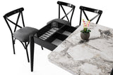 Masă dining extensibilă Dolunay - 1281, Alb - Marble, 100x60x75 cm