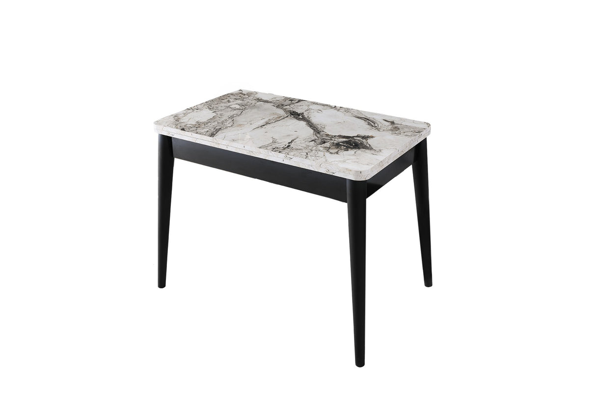 Masă dining extensibilă Dolunay - 1281, Alb - Marble, 100x60x75 cm