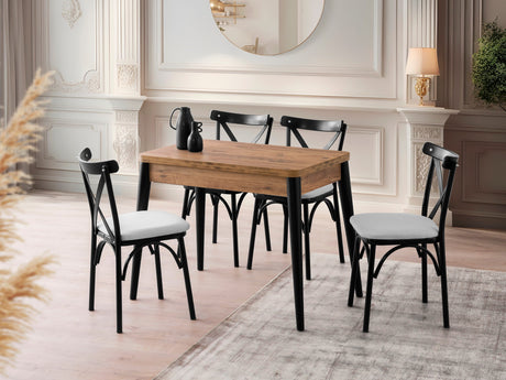 Masă dining extensibilă Dolunay - 1284, Pin atlantic, 100x60x75 cm