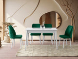 Masă dining extensibilă Lotus - 1124, Alb, 130x80x75 cm