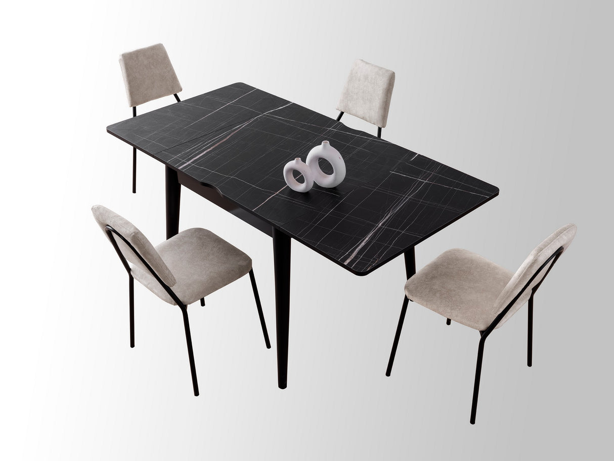 Masă dining extensibilă Totem - 3041, Black marble, 80x80x75 cm
