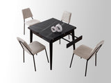 Masă dining extensibilă Totem - 3041, Black marble, 80x80x75 cm