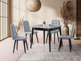 Masă dining extensibilă Totem - 3042, Alb - Marble, 80x80x75 cm
