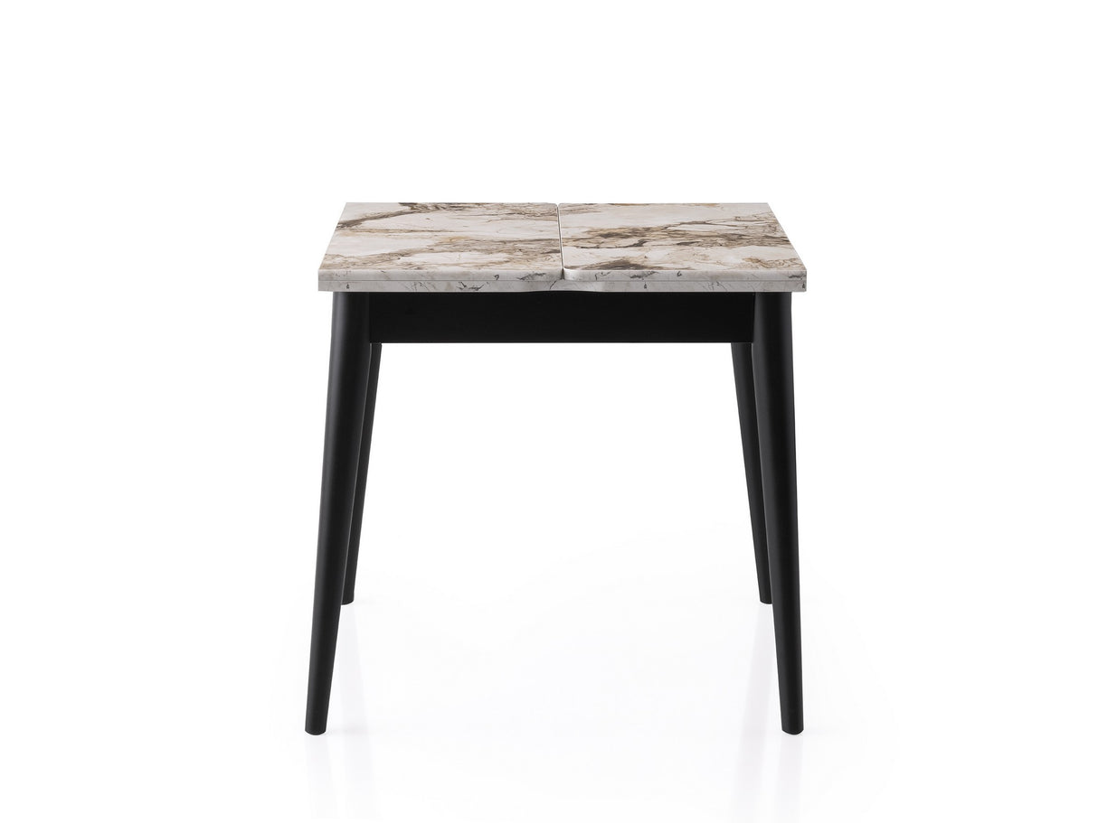 Masă dining extensibilă Totem - 3042, Alb - Marble, 80x80x75 cm