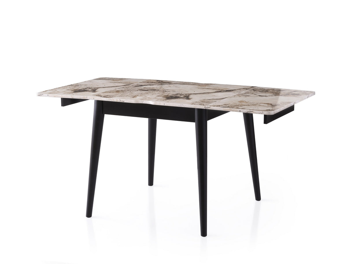 Masă dining extensibilă Totem - 3042, Alb - Marble, 80x80x75 cm