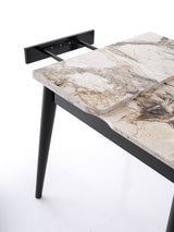 Masă dining extensibilă Totem - 3042, Alb - Marble, 80x80x75 cm