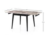 Masă dining extensibilă Totem - 3042, Alb - Marble, 80x80x75 cm