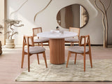 Masă dining Otantik - 3051, Alb - Nuc, 104x104x75 cm