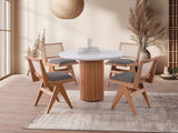 Masă dining Otantik - 3051, Alb - Nuc, 104x104x75 cm