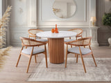 Masă dining Otantik - 3051, Alb - Nuc, 104x104x75 cm