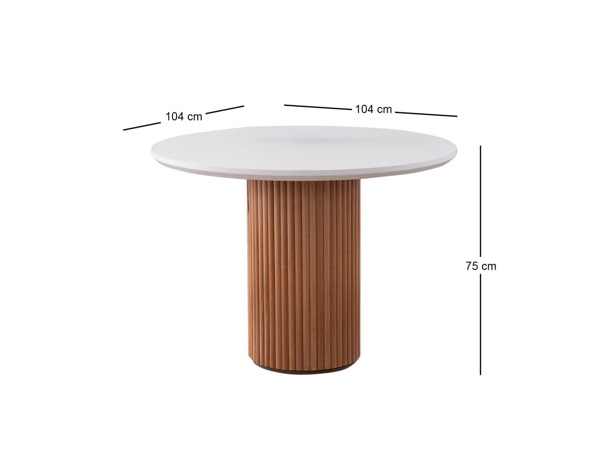 Masă dining Otantik - 3051, Alb - Nuc, 104x104x75 cm