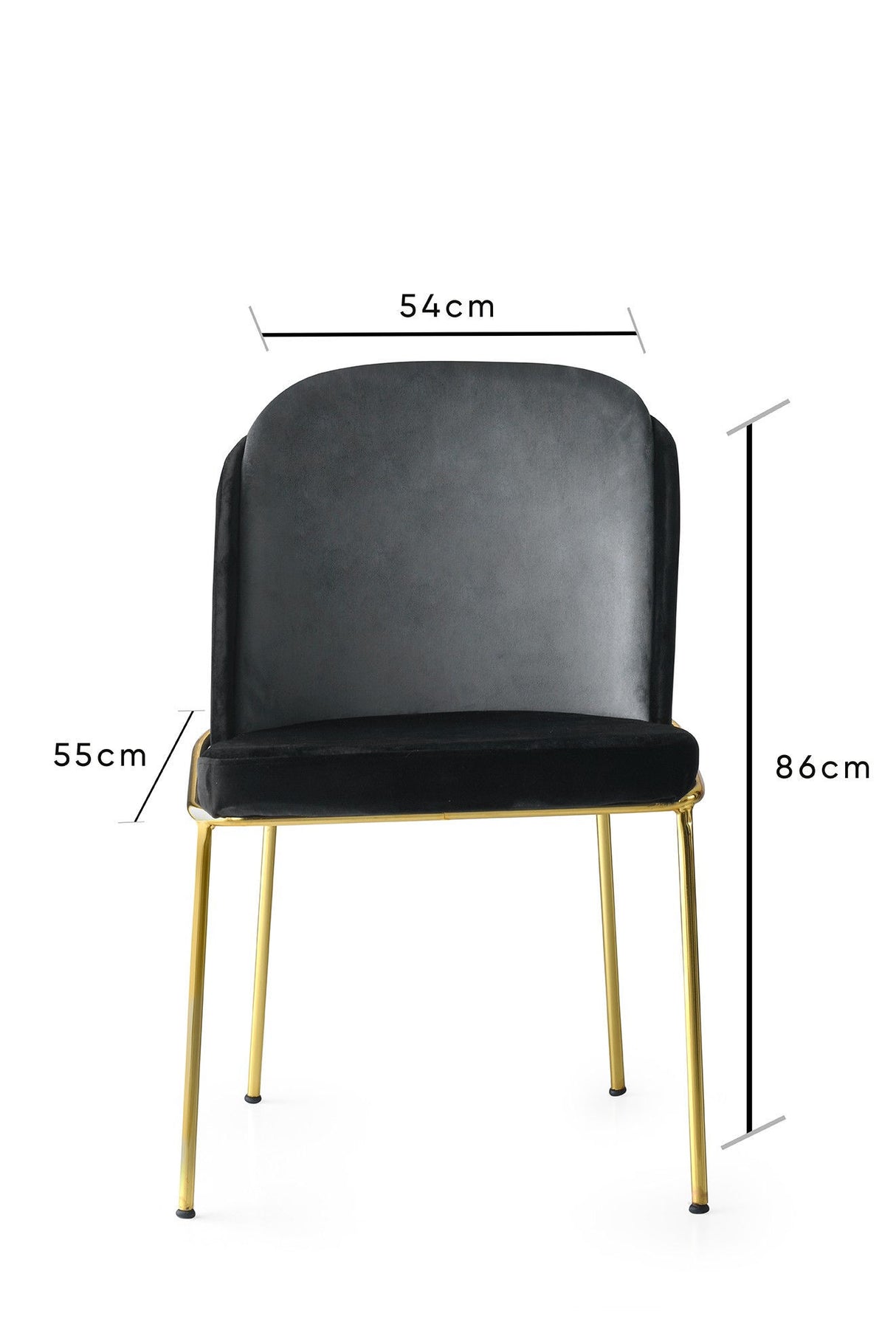 Set 2 scaune Dore - 103 V2, Negru - Auriu, 54x55x86 cm