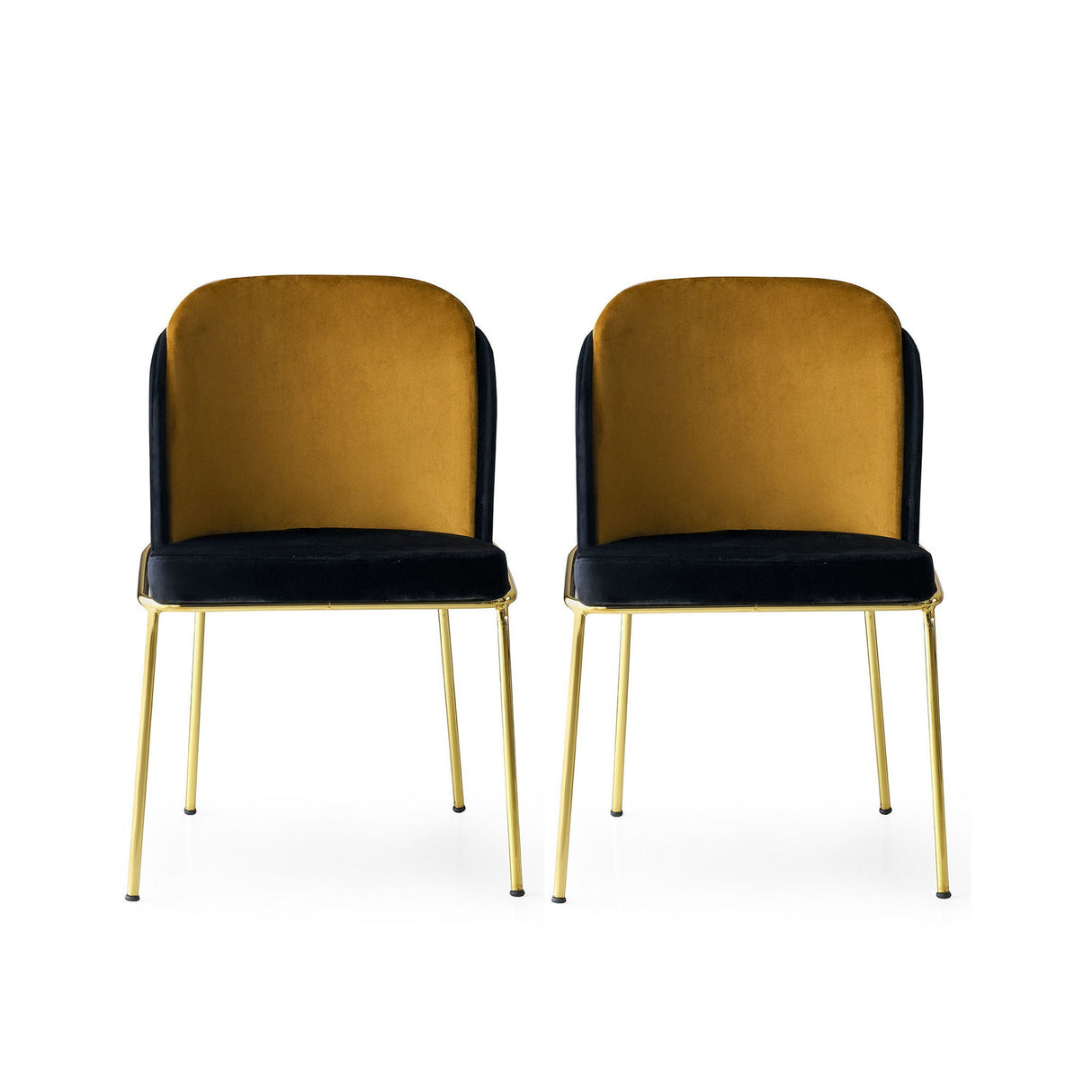 Set 2 scaune Dore - 106 V2, Negru - Auriu, 54x55x86 cm