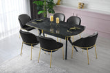 Set 4 scaune Dore - 106 V4, Negru - Auriu, 54x55x86 cm