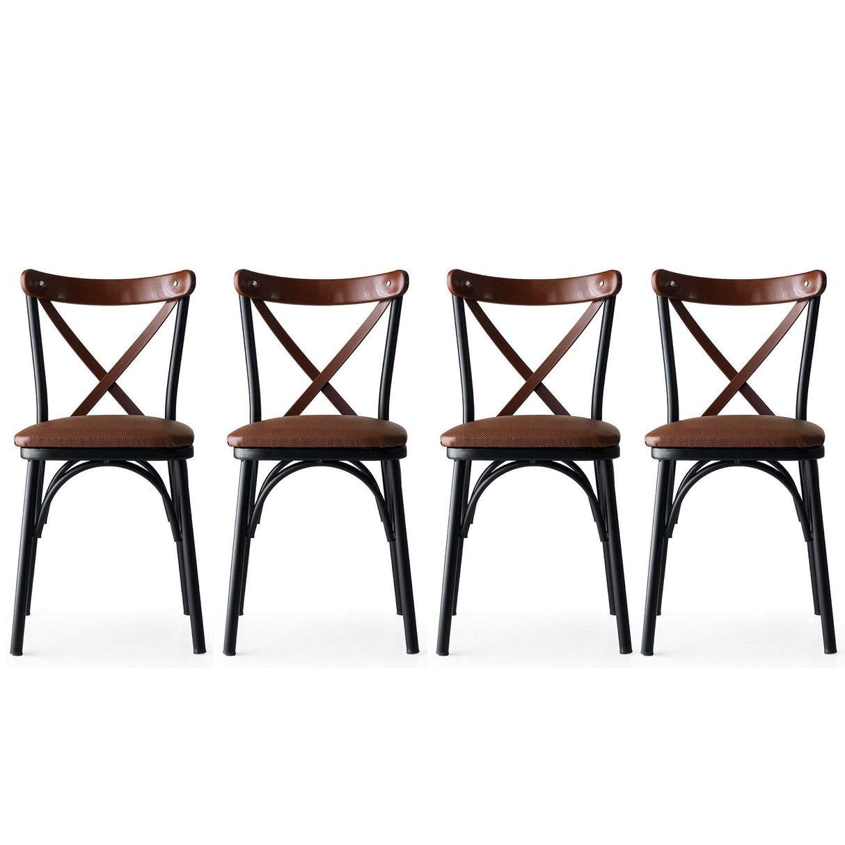 Set 4 scaune Ekol - 1332 V4, Maro, 42x42x84 cm