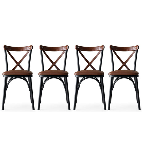 Set 4 scaune Ekol - 1332 V4, Maro, 42x42x84 cm