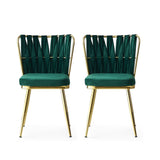 Set 2 scaune Kuşaklı - 206 V2, Auriu - Verde, 43x43x82 cm
