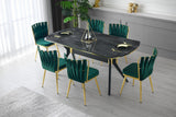 Set 2 scaune Kuşaklı - 206 V2, Auriu - Verde, 43x43x82 cm