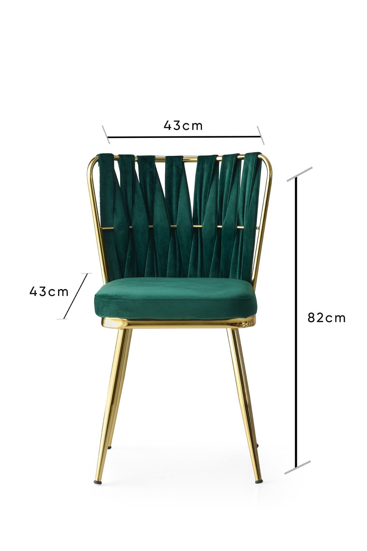 Set 2 scaune Kuşaklı - 206 V2, Auriu - Verde, 43x43x82 cm