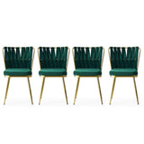 Set 4 scaune Kuşaklı - 206 V4, Auriu - Verde, 43x43x82 cm