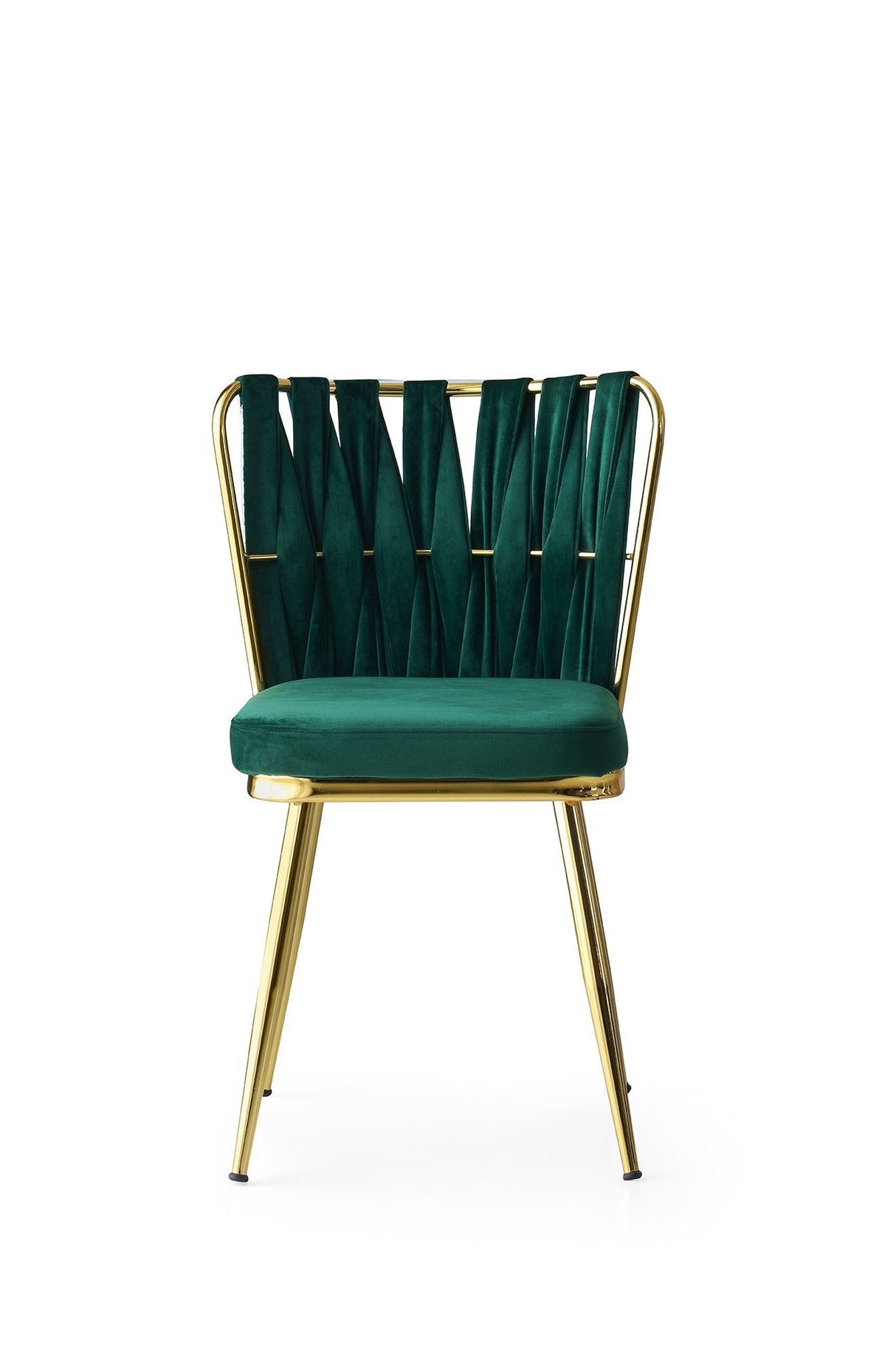 Set 4 scaune Kuşaklı - 206 V4, Auriu - Verde, 43x43x82 cm